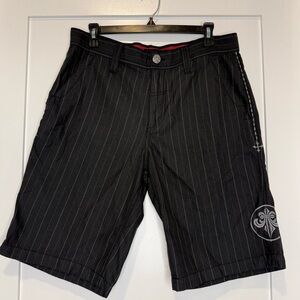 Affliction Black Pinstripe Shorts (32)
